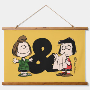 Erdnüsse Peppermint Patty & Marcie Wandteppich Mit Holzrahmen