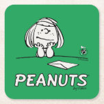 Erdnüsse | Peppermint Patty Thoughts Rechteckiger Pappuntersetzer<br><div class="desc">Karo dieses lustige Design von Peanuts mit Peppermint Patty.</div>