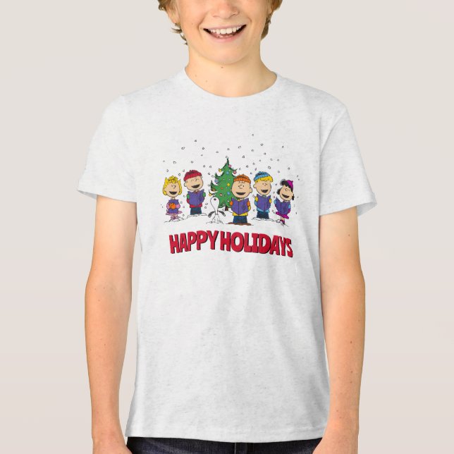 Erdnüsse | Rund um den Weihnachtsbaum Tri-Blend Shirt (Vorderseite)