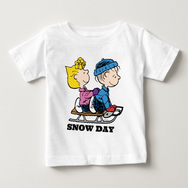 Erdnüsse | Sally & Linus Sled Riding Baby T-shirt (Vorderseite)