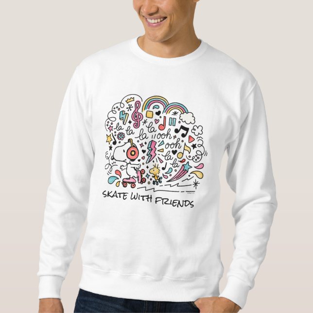 Erdnüsse | Skaten für Snoopy- und Holzrolle Sweatshirt (Vorderseite)