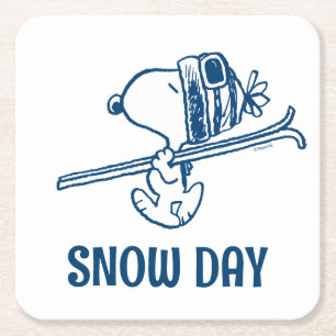 Erdnüsse   Skitour Snoopy Rechteckiger Pappuntersetzer