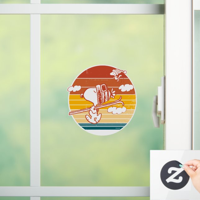 Erdnüsse | Skitour Snoopy & Woodstock Fensteraufkleber (Zuhause)