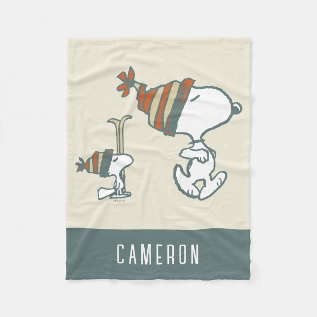 Erdnüsse | Skitour Snoopy & Woodstock Fleecedecke (Vorderseite)