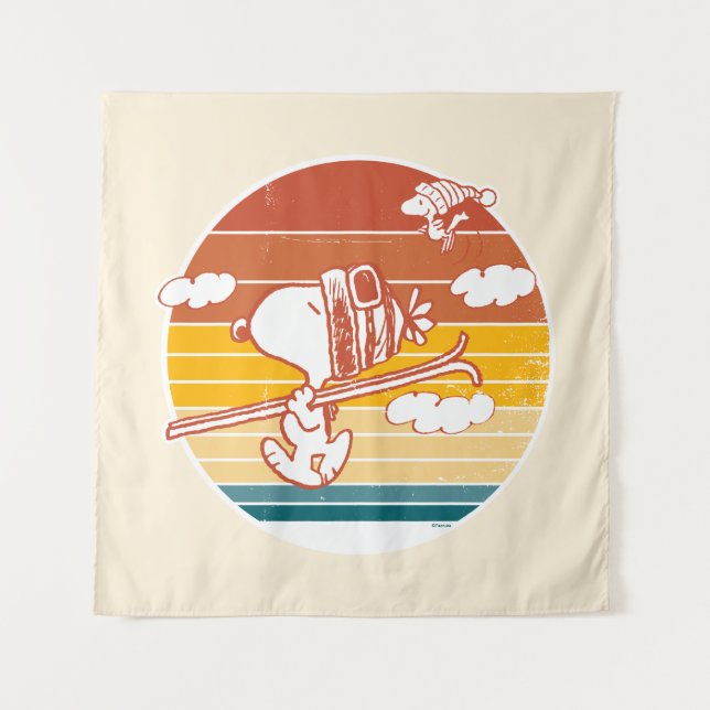 Erdnüsse | Skitour Snoopy & Woodstock Wandteppich (Vorderseite)