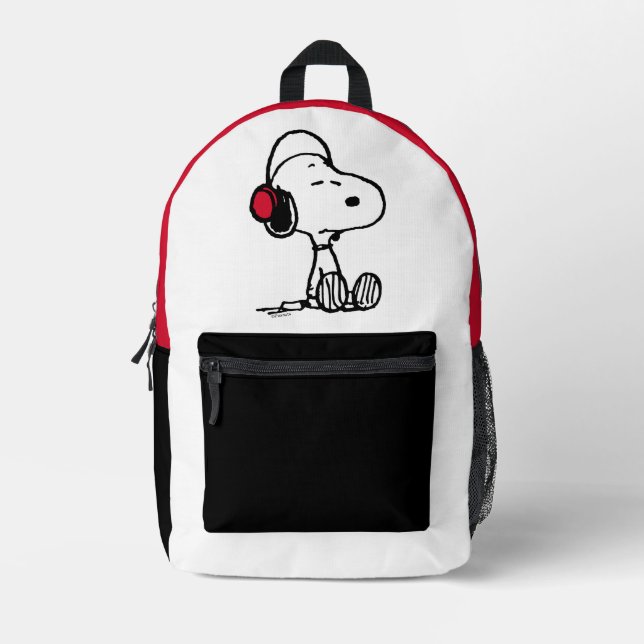 Erdnüsse | Snoopie in Headsets Bedruckter Rucksack (Vorderseite)