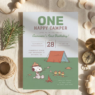 Erdnüsse - Snoopie | One Happy Camper Birthday Einladung