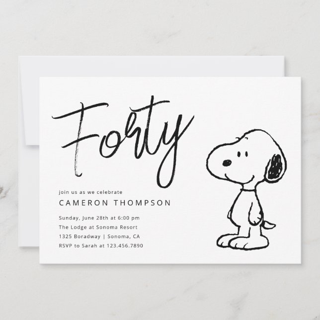 Erdnüsse Snoopy - 40. Geburtstag Einladung (Vorderseite)
