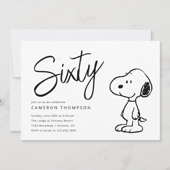 Erdnüsse Snoopy - 60. Geburtstag Einladung (Vorderseite)