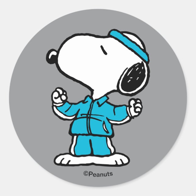 Erdnüsse Snoopy Aktiv-Training Runder Aufkleber (Vorderseite)
