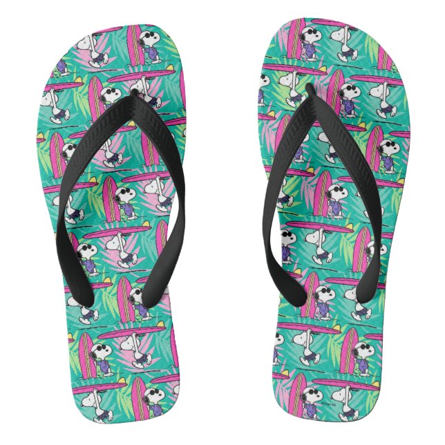 Erdnüsse | Snoopy Aquamarin Surfmuster Flip Flops (Fußbett)