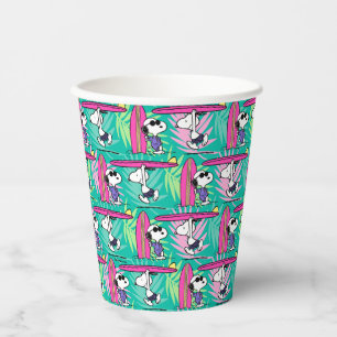 Erdnüsse Snoopy Aquamarin Surfmuster Pappbecher