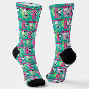 Erdnüsse   Snoopy Aquamarin Surfmuster Socken