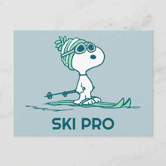 Erdnüsse | Snoopy auf Skis Postkarte (Vorderseite)