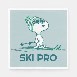 Erdnüsse Snoopy auf Skis Serviette