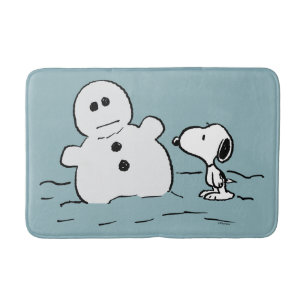 Erdnüsse Snoopy baut einen Schneemann Badematte