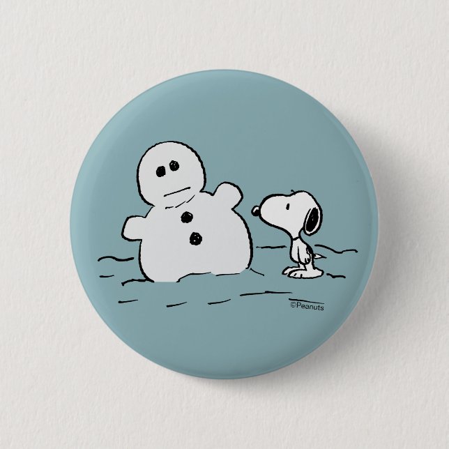 Erdnüsse | Snoopy baut einen Schneemann Button (Vorderseite)