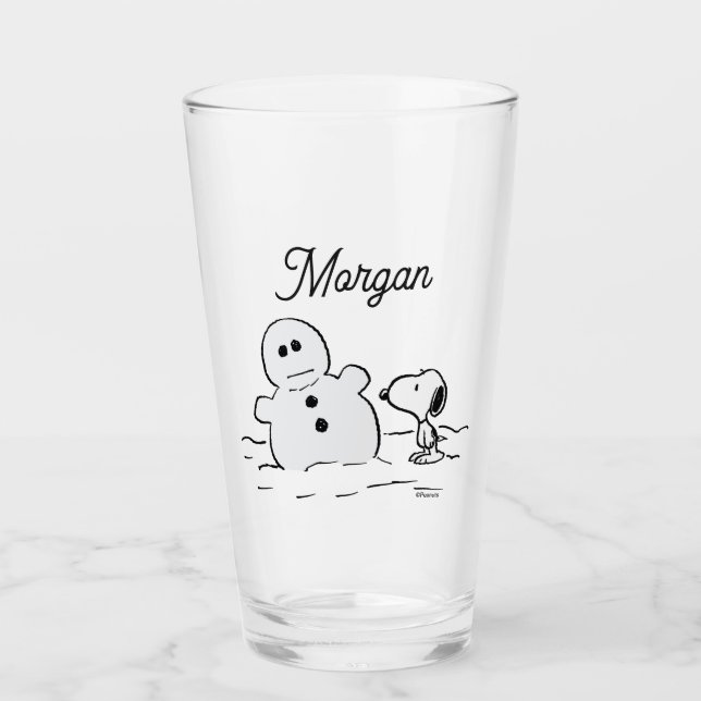 Erdnüsse | Snoopy baut einen Schneemann | Name hin Glas (Vorderseite)