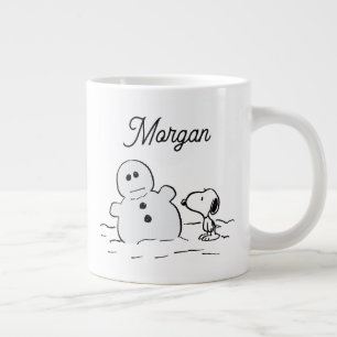 Erdnüsse   Snoopy baut einen Schneemann   Name hin Jumbo-Tasse