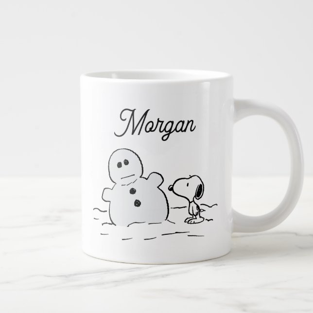 Erdnüsse | Snoopy baut einen Schneemann | Name hin Jumbo-Tasse (Rechts)