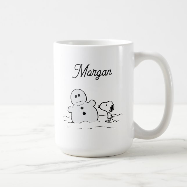 Erdnüsse | Snoopy baut einen Schneemann | Name hin Kaffeetasse (Rechts)