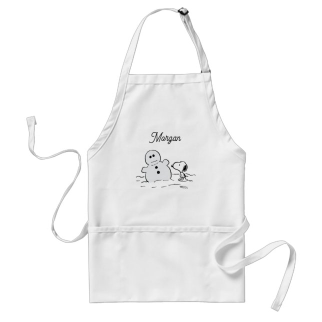 Erdnüsse | Snoopy baut einen Schneemann | Name hin Schürze (Vorne)