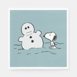 Erdnüsse Snoopy baut einen Schneemann Serviette