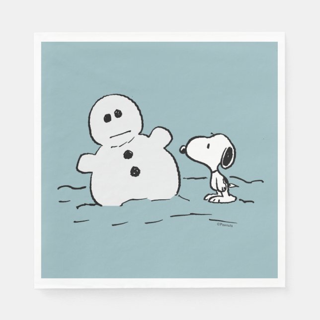 Erdnüsse | Snoopy baut einen Schneemann Serviette (Vorderseite)
