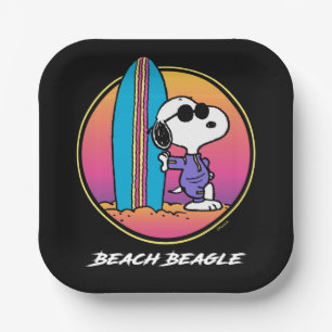 Erdnüsse   Snoopy Beach Beagle Pappteller