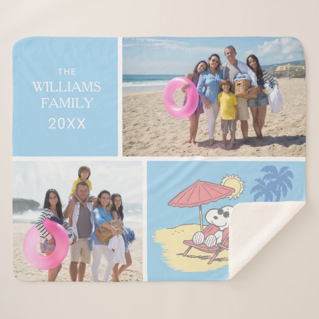 Erdnüsse | Snoopy Beach | Name und Foto hinzufügen Sherpadecke (Vorderseite (Horizontal))