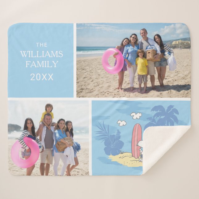 Erdnüsse | Snoopy Beach | Name und Foto hinzufügen Sherpadecke (Vorderseite (Horizontal))