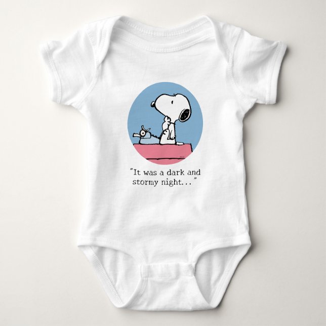 Erdnüsse | Snoopy bei der Schreibmaschine Baby Strampler (Vorderseite)