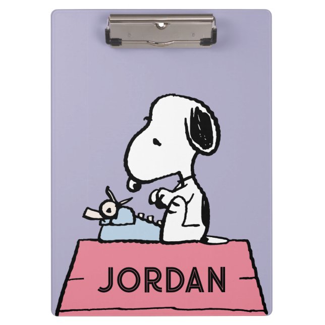 Erdnüsse | Snoopy bei der Schreibmaschine Klemmbrett (Vorderseite)