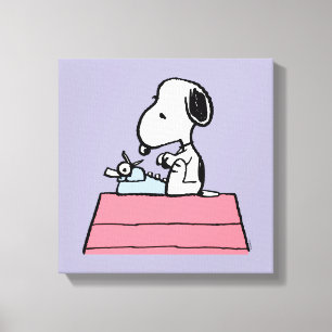 Erdnüsse   Snoopy bei der Schreibmaschine Leinwanddruck