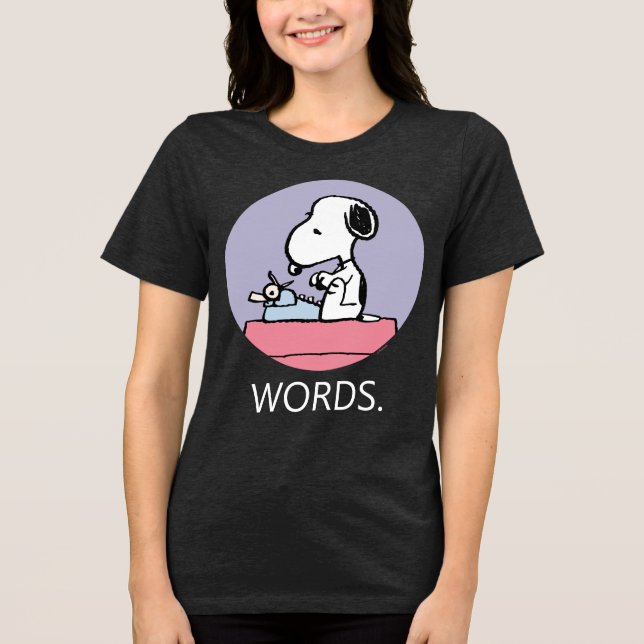 Erdnüsse | Snoopy bei der Schreibmaschine Tri-Blend Shirt (Vorderseite)
