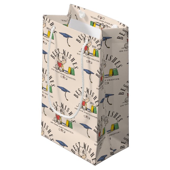 Erdnüsse Snoopy Beste Wünsche Abschlussmuster Kleine Geschenktüte (Vorderseite Schrägansicht)