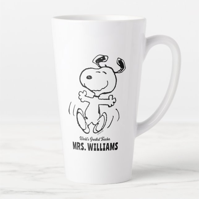 Erdnüsse | Snoopy Bester Lehrer Personalisiert Milchtasse (Rechts)