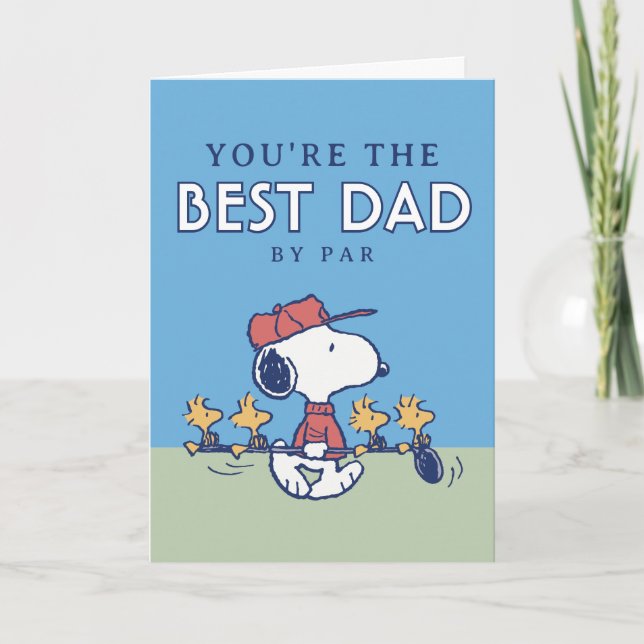 Erdnüsse Snoopy Bester Papa Von Par Golf Benutzerd Karte (Vorderseite)