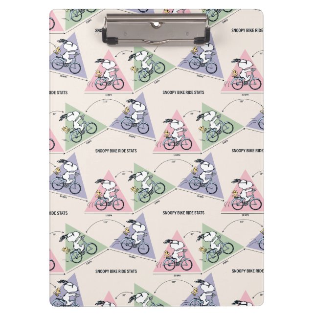 Erdnüsse | Snoopy Bike Ride Stats Klemmbrett (Vorderseite)
