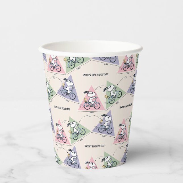Erdnüsse | Snoopy Bike Ride Stats Pappbecher (Vorderseite)