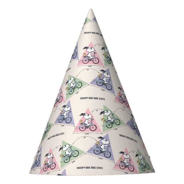 Erdnüsse | Snoopy Bike Ride Stats Partyhütchen (Vorderseite)
