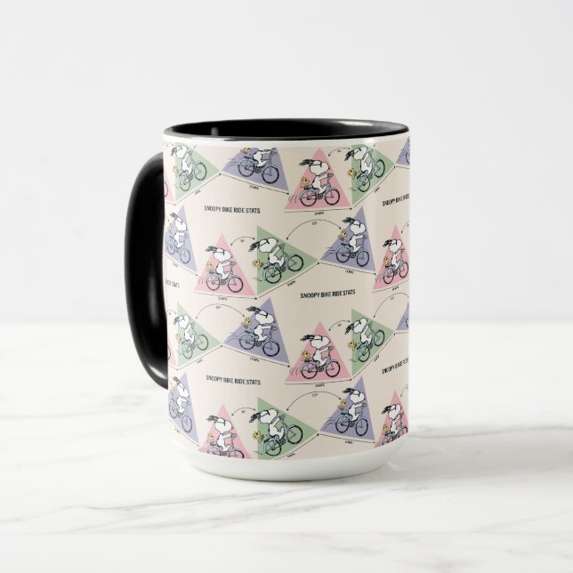 Erdnüsse | Snoopy Bike Ride Stats Tasse (Vorderseite Links)