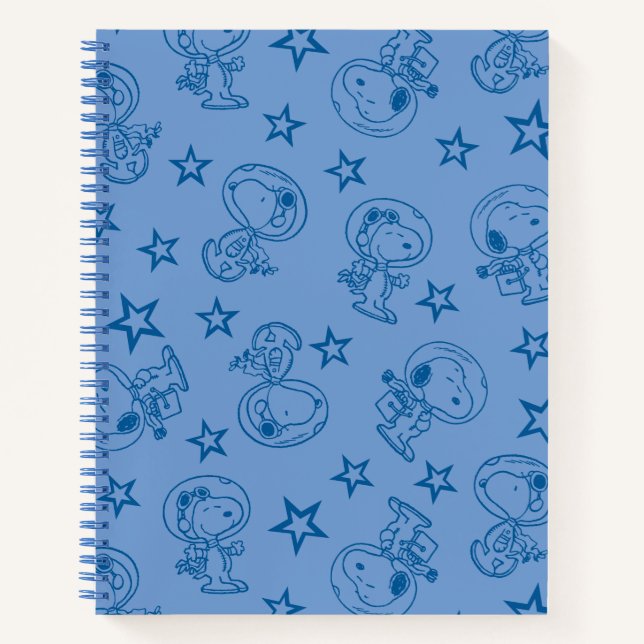 Erdnüsse | Snoopy Blue Space Astronaut Muster Notizbuch (Vorderseite)