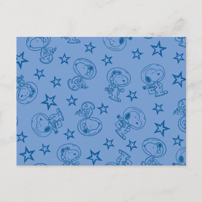 Erdnüsse | Snoopy Blue Space Astronaut Muster Postkarte (Vorderseite)