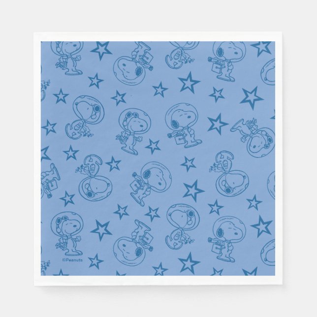 Erdnüsse | Snoopy Blue Space Astronaut Muster Serviette (Vorderseite)