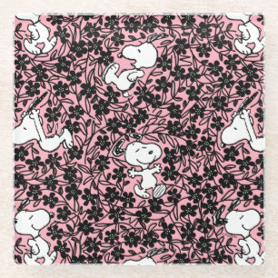 Erdnüsse   Snoopy Blume Weinmuster Glasuntersetzer