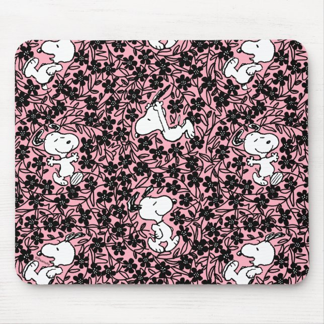 Erdnüsse | Snoopy Blume Weinmuster Mousepad (Vorne)