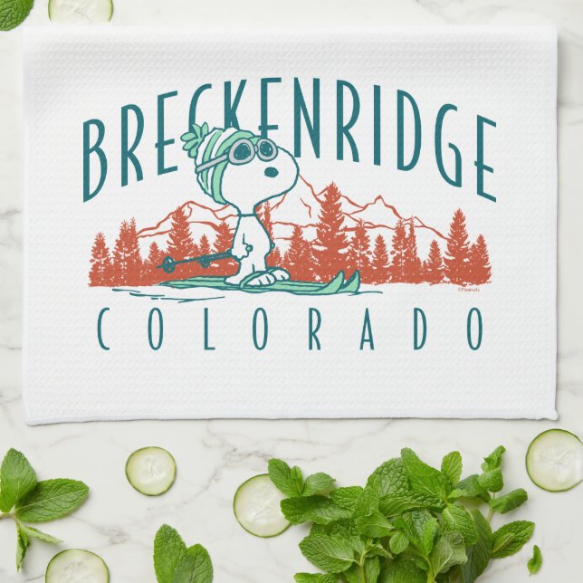 Erdnüsse | Snoopy Breckenridge Colorado Geschirrtuch (Gefaltet)