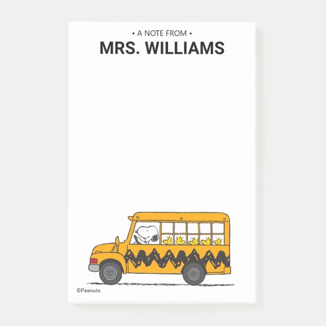 Erdnüsse | Snoopy-Busfahrer Post-it Klebezettel (Vorderseite)