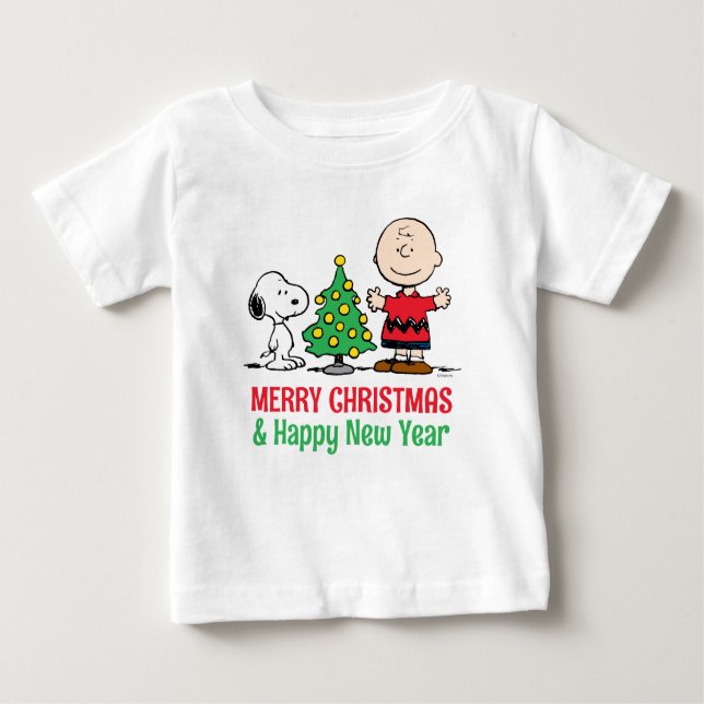 Erdnüsse | Snoopy & Charlie Brown Weihnachtsbaum Baby T-shirt (Vorderseite)